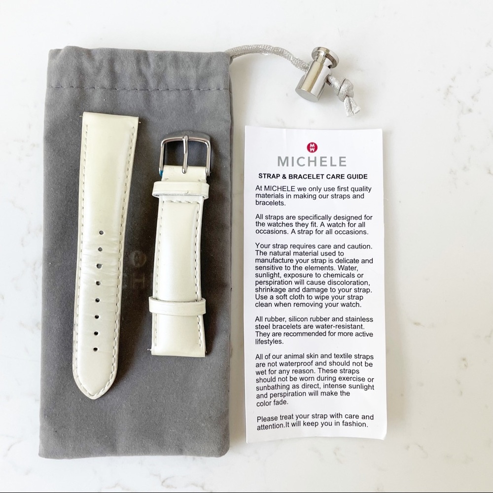 Michele 20mm Ivory Patent Leather Watch Band